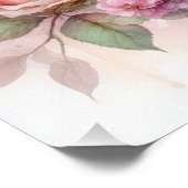Poster Floral aquarelle monogramme rose roses fleurs (Coin)
