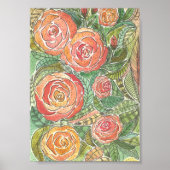 Poster Floral Aquarelle Rose Mur Art (Devant)