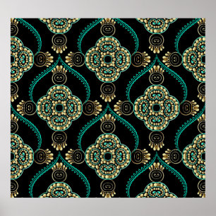Poster Floral arabesque, Motif d'élégance Vintage.