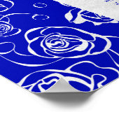 Poster Floral argenté sur Royal Blue (Coin)