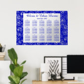 Poster Floral argenté sur Royal Blue (Bureau à domicile)