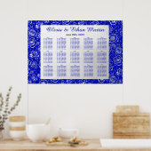 Poster Floral argenté sur Royal Blue (Cuisine)
