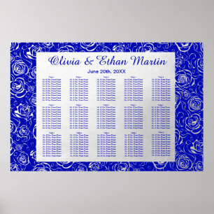 Poster Floral argenté sur Royal Blue