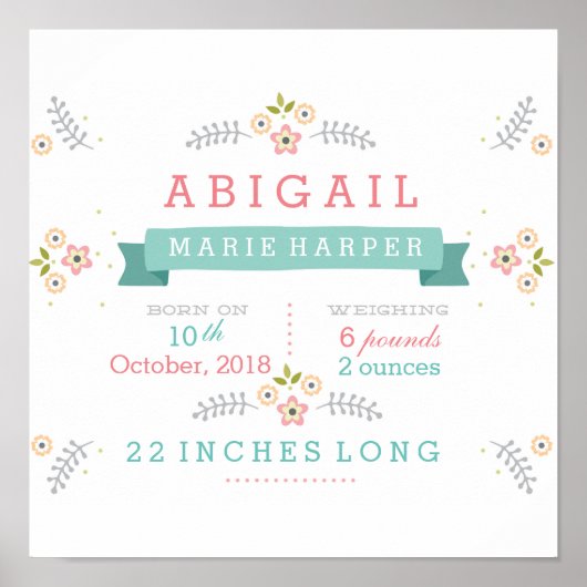 Poster Floral Baby Stats (Devant)