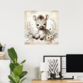 Poster Floral Baby Zebra Nursery (Bureau à domicile)
