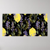 Poster Floral background with hand-drawn lavender flowers (Devant)
