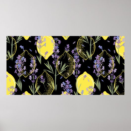 Poster Floral background with hand-drawn lavender flowers (Devant)