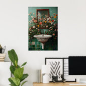 Poster Floral Bathroom Print, Botanical Bathroom Flower (Bureau à domicile)