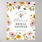 Poster Floral Bee Bridal Shower Welcome Sign (Devant)