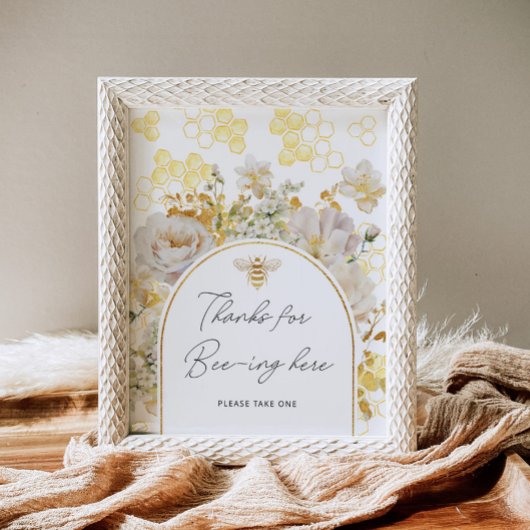 Poster Floral bee merci d'être ici