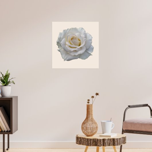 Poster Floral Beige Rose blanche (Salon 3)