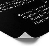 Poster Floral blanc | Carte de siège alphabétique noire (Coin)