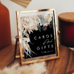 Poster Floral blanc | Cartes noires et signes cadeaux<br><div class="desc">Nous avons conçu ce panneau de cartes et cadeaux Floral Blanc pour compléter votre mariage tropical foncé rustique. Avec son aquarelle bohème verdoyante et ses fleurs d'hiver boho modernes, dont la protéa, la dahlia et le lotus séché, le design est sûr de mettre en valeur votre moody, minimaliste noir et...</div>