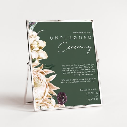 Poster Floral blanc | Cérémonie de débranchement vert fon