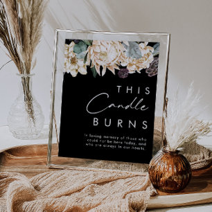 Poster Floral blanc Noir Ce Candle Brûle Signe