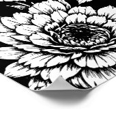 Poster Floral Blanc Noir Ou Papier Découpage (Coin)