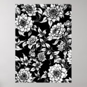 Poster Floral Blanc Noir Ou Papier Découpage (Devant)