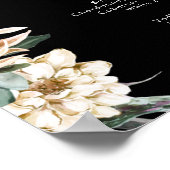 Poster Floral blanc | Panneau boisson Mariage noire (Coin)