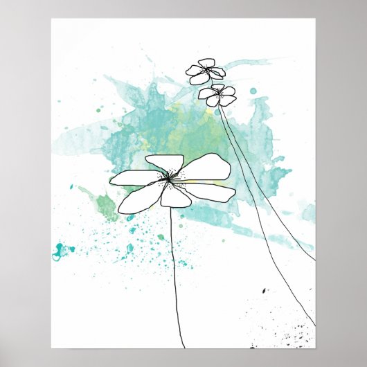 Poster floral bleu (Devant)