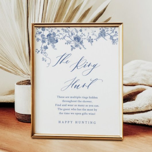 Poster Floral Bleu Le Jeu De Fête des mariées De Bague