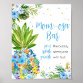 Poster Floral Blue Ananas Baby shower Maman Osa Bar (Devant)