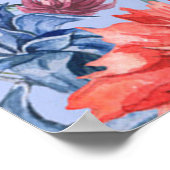 Poster Floral Blue Arrière - plan Roses Hyacinth Fleurs s (Coin)