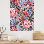 Poster Floral Blue Arrière - plan Roses Hyacinth Fleurs s (Cuisine)