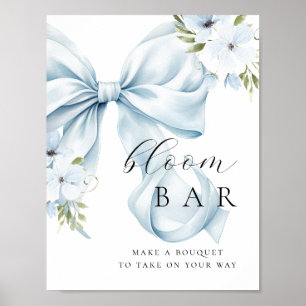 Poster Floral Blue Bow Bouqet Bar