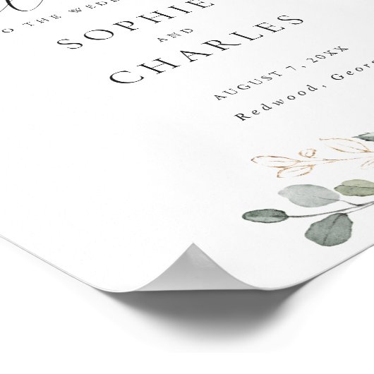 Poster Floral Blue Hydrangea Mariage de verdure (Coin)