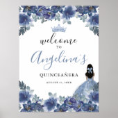 Poster Floral Blue Quinceanera Welcome Sign (Devant)