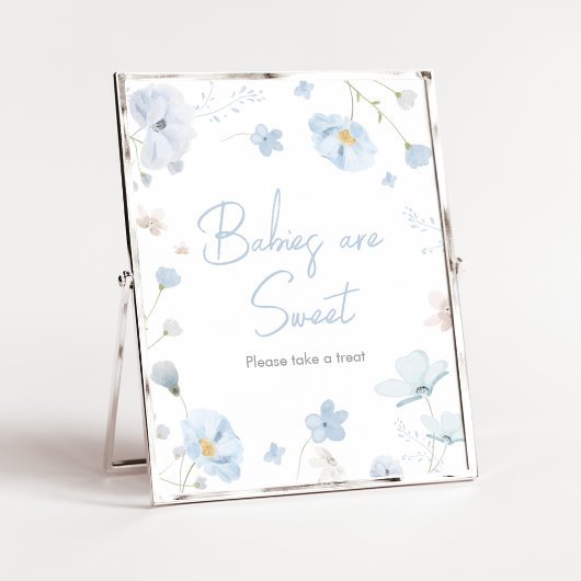 Poster Floral Blue Spring Baby in Bloom Babies are Sweet