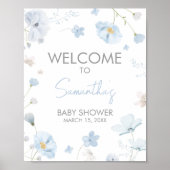 Poster Floral Blue Spring Baby in Bloom Bienvenue (Devant)