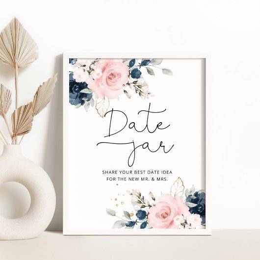 Poster Floral blush marine datent les idées de nuit. Date