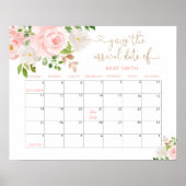 Poster Floral blush rose Devinez le calendrier de date d' (Devant)