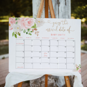 Poster Floral blush rose Devinez le calendrier de date d'