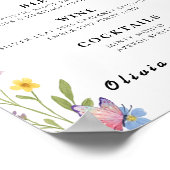 Poster Floral Boho Bar Menu Mariage Signature Boisson (Coin)