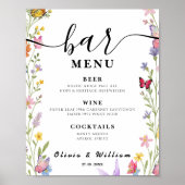 Poster Floral Boho Bar Menu Mariage Signature Boisson (Devant)