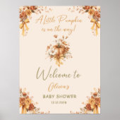 Poster Floral Boho Citrouille Bow Baby shower Bienvenue (Devant)