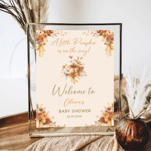 Poster Floral Boho Citrouille Bow Baby shower Bienvenue