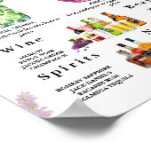 Poster Floral Boho Fleur sauvage Bar Menu Mariage Boisson (Coin)