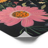 Poster Floral Boho personnalisé en noir - Ajouter un devi (Coin)