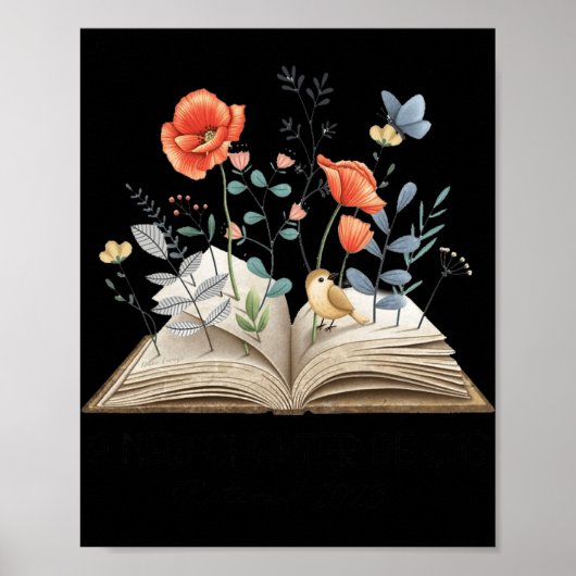 Poster Floral Book A New Chapter Begins Retired Teacher R (Devant)
