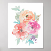 Poster floral Bouquet d'aquarelle I
