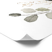 Poster Floral Bourgogne Blanc verdure Fête des mariées or (Coin)