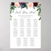 Poster Floral Bourgogne Trouvez Votre Siège Carte (Devant)