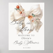 Poster Floral Bow Baby in Bloom Baby shower Bienvenue (Devant)