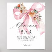 Poster Floral Bow Baby in Bloom Baby shower Mom-osa Bar (Devant)