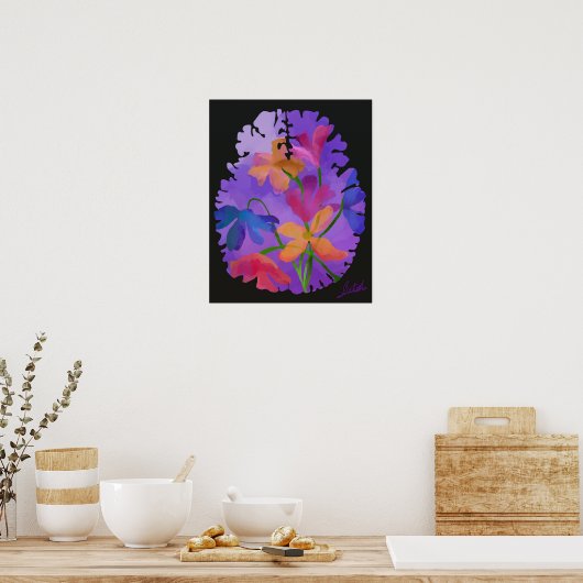 Poster Floral Brain Art (Cuisine)