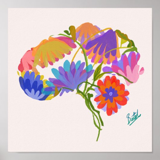 Poster Floral Brain Design (Devant)