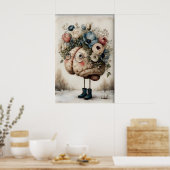 Poster Floral Brain Print, Botanical Brain Illustration (Cuisine)